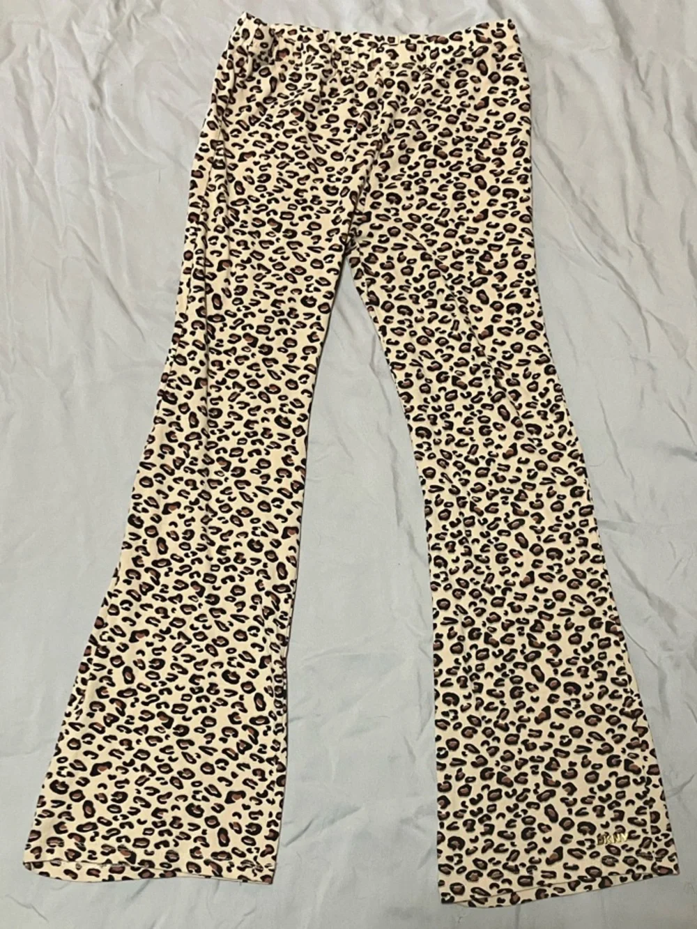 DKNY Kids Beige and Black Leopard Print Flared Leggings